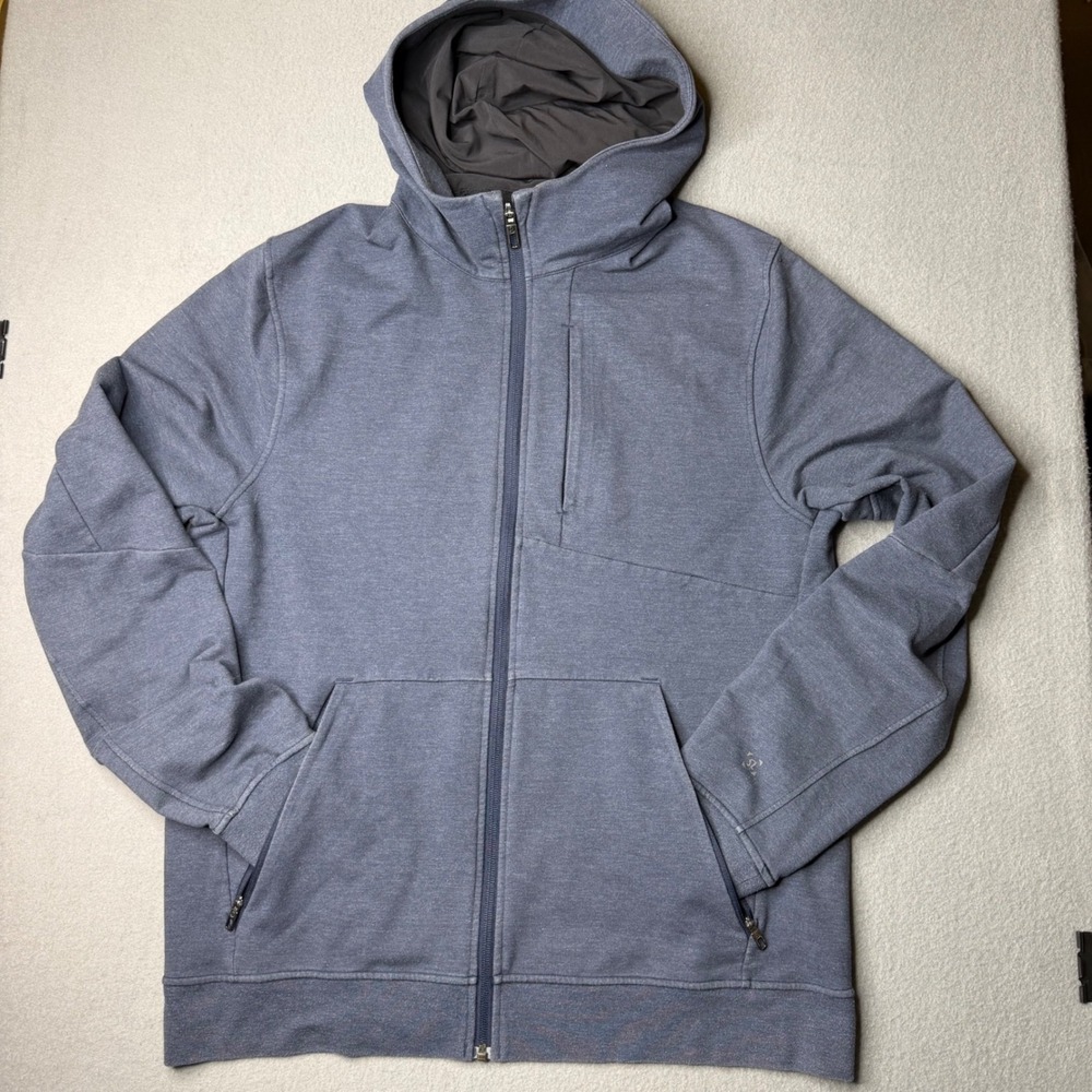 Lululemon Full Zip Hoodie Mens Large Blue Heathered Active Performance Jacket